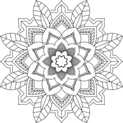 Easy Mandala coloring book simple and basic for beginners, seniors and children. Set of Mehndi flower pattern for Henna drawing and tattoo. Decoration in ethnic oriental, Indian style.