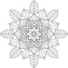 Easy Mandala coloring book simple and basic for beginners, seniors and children. Set of Mehndi flower pattern for Henna drawing and tattoo. Decoration in ethnic oriental, Indian style.