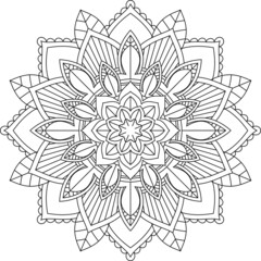 Easy Mandala coloring book simple and basic for beginners, seniors and children. Set of Mehndi flower pattern for Henna drawing and tattoo. Decoration in ethnic oriental, Indian style.