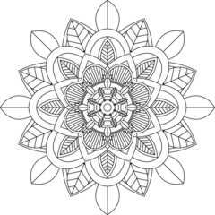 Easy Mandala coloring book simple and basic for beginners, seniors and children. Set of Mehndi flower pattern for Henna drawing and tattoo. Decoration in ethnic oriental, Indian style.