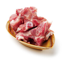 Raw Pork vertebra Isolated On White Background