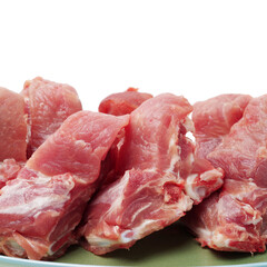 Raw Pork vertebra Isolated On White Background