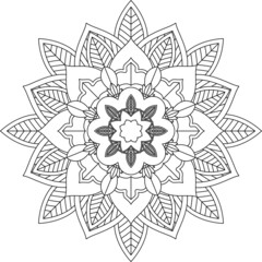 Easy Mandala coloring book simple and basic for beginners, seniors and children. Set of Mehndi flower pattern for Henna drawing and tattoo. Decoration in ethnic oriental, Indian style.