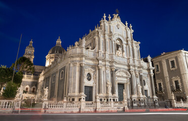 Fototapeta na wymiar Catania - The Basilica di Sant'agata at morning dusk.