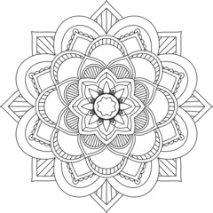 Easy Mandala coloring book simple and basic for beginners, seniors and children. Set of Mehndi flower pattern for Henna drawing and tattoo. Decoration in ethnic oriental, Indian style.