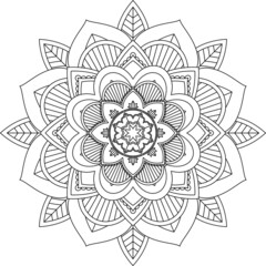 Easy Mandala coloring book simple and basic for beginners, seniors and children. Set of Mehndi flower pattern for Henna drawing and tattoo. Decoration in ethnic oriental, Indian style.