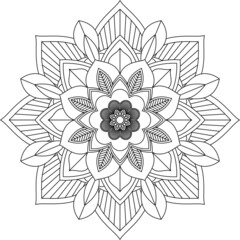 Easy Mandala coloring book simple and basic for beginners, seniors and children. Set of Mehndi flower pattern for Henna drawing and tattoo. Decoration in ethnic oriental, Indian style.