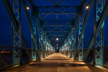 The old railway bridge - now a pedestrian bridge in Randers, Denmark. Because of the color its called the blue bridge