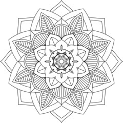 Easy Mandala coloring book simple and basic for beginners, seniors and children. Set of Mehndi flower pattern for Henna drawing and tattoo. Decoration in ethnic oriental, Indian style.