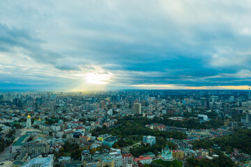 Aerial view of Kyiv city historical center of capital of Ukraine
