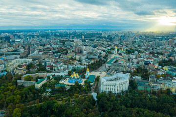 Fototapeta na wymiar Aerial view of Kyiv city historical center of capital of Ukraine