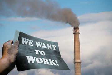 Closure of coal-fired power plants. Professional reconversion - concept. Giving up fossil fuels....