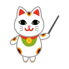 指し棒を持った招き猫　キャラクター