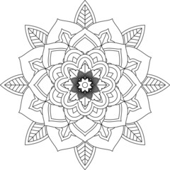 Easy Mandala coloring book simple and basic for beginners, seniors and children. Set of Mehndi flower pattern for Henna drawing and tattoo. Decoration in ethnic oriental, Indian style.