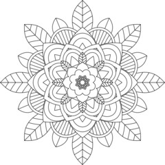 Easy Mandala coloring book simple and basic for beginners, seniors and children. Set of Mehndi flower pattern for Henna drawing and tattoo. Decoration in ethnic oriental, Indian style.