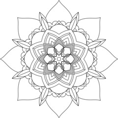 Easy Mandala coloring book simple and basic for beginners, seniors and children. Set of Mehndi flower pattern for Henna drawing and tattoo. Decoration in ethnic oriental, Indian style.