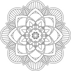Easy Mandala coloring book simple and basic for beginners, seniors and children. Set of Mehndi flower pattern for Henna drawing and tattoo. Decoration in ethnic oriental, Indian style.