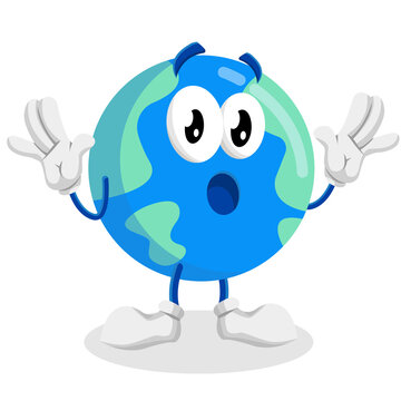 Earth Logo mascot surprise pose