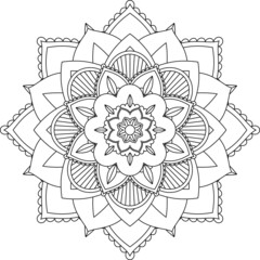 Easy Mandala coloring book simple and basic for beginners, seniors and children. Set of Mehndi flower pattern for Henna drawing and tattoo. Decoration in ethnic oriental, Indian style.