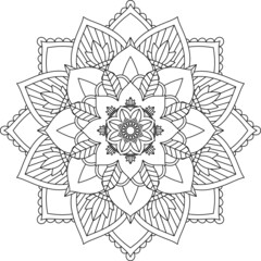 Easy Mandala coloring book simple and basic for beginners, seniors and children. Set of Mehndi flower pattern for Henna drawing and tattoo. Decoration in ethnic oriental, Indian style.