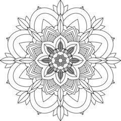 Easy Mandala coloring book simple and basic for beginners, seniors and children. Set of Mehndi flower pattern for Henna drawing and tattoo. Decoration in ethnic oriental, Indian style.