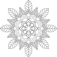 Easy Mandala coloring book simple and basic for beginners, seniors and children. Set of Mehndi flower pattern for Henna drawing and tattoo. Decoration in ethnic oriental, Indian style.