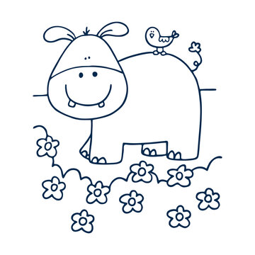 recommend clip art: Hippo pixel perfect linear icon. Tropical zoo mascot, huge behemoth thin line customizable illustration.
