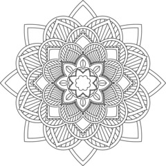 Easy Mandala coloring book simple and basic for beginners, seniors and children. Set of Mehndi flower pattern for Henna drawing and tattoo. Decoration in ethnic oriental, Indian style.