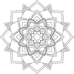 Easy Mandala coloring book simple and basic for beginners, seniors and children. Set of Mehndi flower pattern for Henna drawing and tattoo. Decoration in ethnic oriental, Indian style.