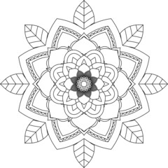 Easy Mandala coloring book simple and basic for beginners, seniors and children. Set of Mehndi flower pattern for Henna drawing and tattoo. Decoration in ethnic oriental, Indian style.