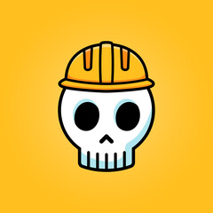 Skull with safety helmet vector