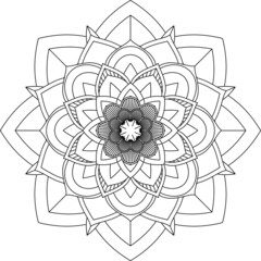 Easy Mandala coloring book simple and basic for beginners, seniors and children. Set of Mehndi flower pattern for Henna drawing and tattoo. Decoration in ethnic oriental, Indian style.