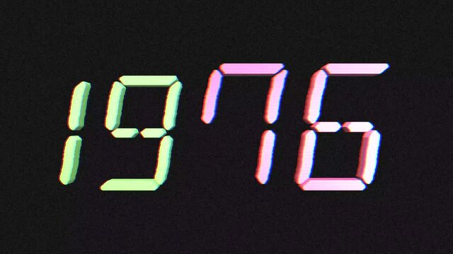 From 1970 To 2050 Countdown Loop. Choose Your Year: 2020, 2021, 2022, 2023&hellip; Clock Countdown Timer Digital With Bad TV Signal Screen Background - 4K Ultra Animation
