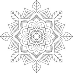 Easy Mandala coloring book simple and basic for beginners, seniors and children. Set of Mehndi flower pattern for Henna drawing and tattoo. Decoration in ethnic oriental, Indian style.