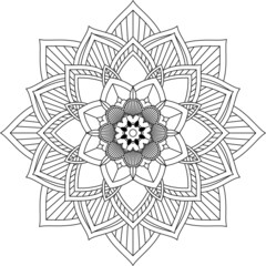 Easy Mandala coloring book simple and basic for beginners, seniors and children. Set of Mehndi flower pattern for Henna drawing and tattoo. Decoration in ethnic oriental, Indian style.