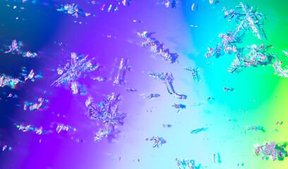 Fototapeta na wymiar Snowflakes on a rainbow background.