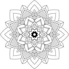 Easy Mandala coloring book simple and basic for beginners, seniors and children. Set of Mehndi flower pattern for Henna drawing and tattoo. Decoration in ethnic oriental, Indian style.