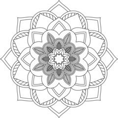 Easy Mandala coloring book simple and basic for beginners, seniors and children. Set of Mehndi flower pattern for Henna drawing and tattoo. Decoration in ethnic oriental, Indian style.
