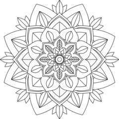 Easy Mandala coloring book simple and basic for beginners, seniors and children. Set of Mehndi flower pattern for Henna drawing and tattoo. Decoration in ethnic oriental, Indian style.