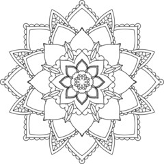 Easy Mandala coloring book simple and basic for beginners, seniors and children. Set of Mehndi flower pattern for Henna drawing and tattoo. Decoration in ethnic oriental, Indian style.
