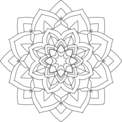 Easy Mandala coloring book simple and basic for beginners, seniors and children. Set of Mehndi flower pattern for Henna drawing and tattoo. Decoration in ethnic oriental, Indian style.