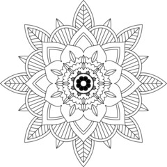 Easy Mandala coloring book simple and basic for beginners, seniors and children. Set of Mehndi flower pattern for Henna drawing and tattoo. Decoration in ethnic oriental, Indian style.