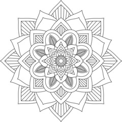 Easy Mandala coloring book simple and basic for beginners, seniors and children. Set of Mehndi flower pattern for Henna drawing and tattoo. Decoration in ethnic oriental, Indian style.