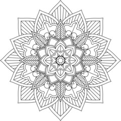 Easy Mandala coloring book simple and basic for beginners, seniors and children. Set of Mehndi flower pattern for Henna drawing and tattoo. Decoration in ethnic oriental, Indian style.