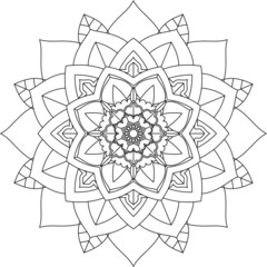 Fototapeta premium Easy Mandala coloring book simple and basic for beginners, seniors and children. Set of Mehndi flower pattern for Henna drawing and tattoo. Decoration in ethnic oriental, Indian style.