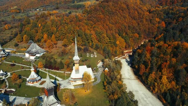 The Unesco World Heritage Site at Barsana, Maramures depicting Romanian architecture and culture.