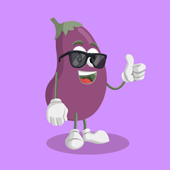 Eggplant logo mascot thumb pose