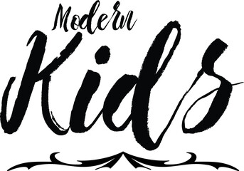 Modern Kids Bold Calligraphy Black Color Text On White Background