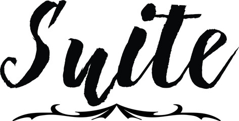 Suite Bold Calligraphy Black Color Text On White Background