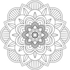 Easy Mandala coloring book simple and basic for beginners, seniors and children. Set of Mehndi flower pattern for Henna drawing and tattoo. Decoration in ethnic oriental, Indian style.